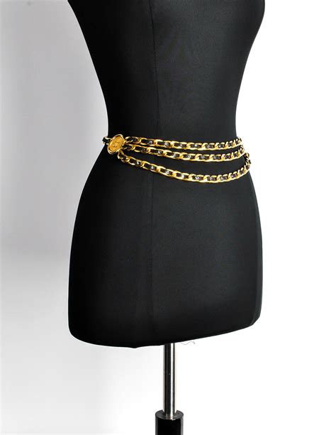 chanel black chain belt